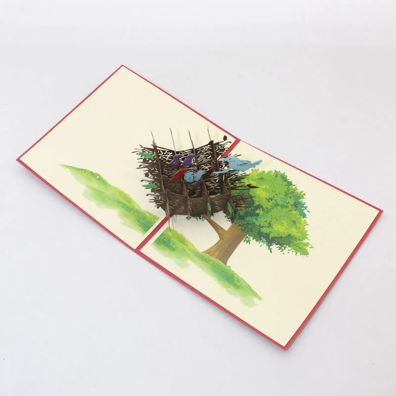 3D Ручная работа красочные Птичье гнездо бумажные Пригласительные открытки