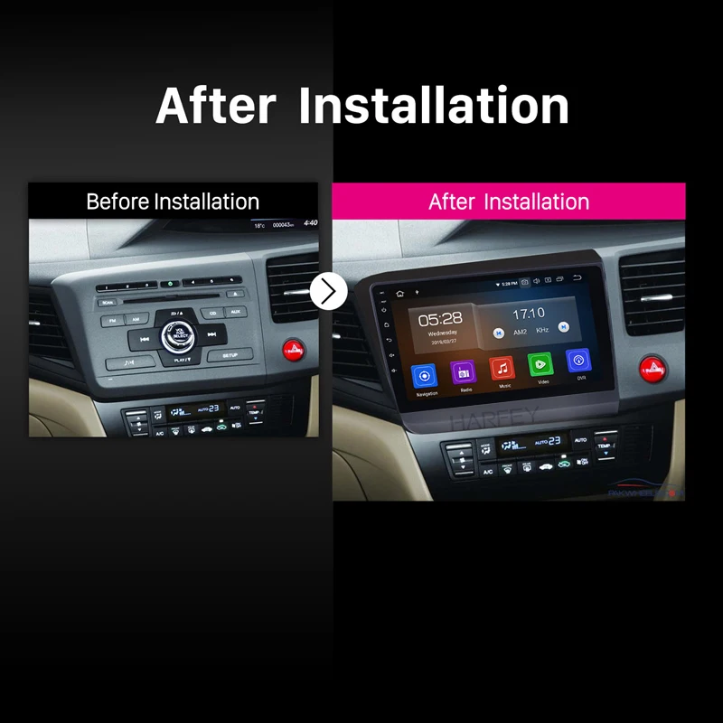 Автомагнитола Harfey для Honda Civic 10 0 4 + 64 ГБ Android 2012 9 дюймов сенсорный экран |