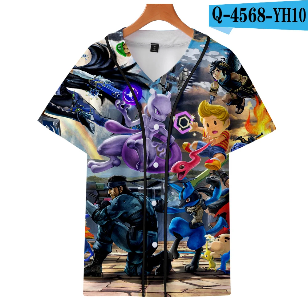 Супер Smash Bros. Конечная 3D печатная Бейсбольная Футболка женская/Мужская модная летняя футболка с коротким рукавом Повседневная Уличная одежда - Цвет: Шампанское