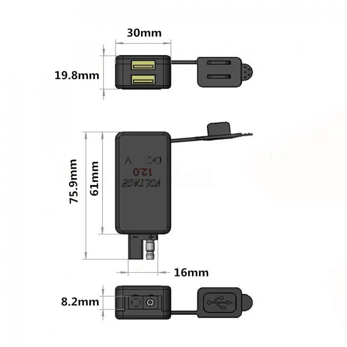 12V 24V 2.1A SAE двойной USB кабель адаптер порт разъем питания смартфон планшет GPS
