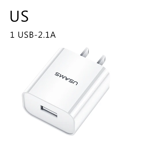 1 USB US Charger USAMS 5 В/2.1A USB зарядное устройство для мобильного телефона зарядное устройство для iPhone samsung 1 2 USB EU/US вилка настенное зарядное устройство для iOS/Android телефон зарядное устройство s - Тип штекера: 1 USB US Charger