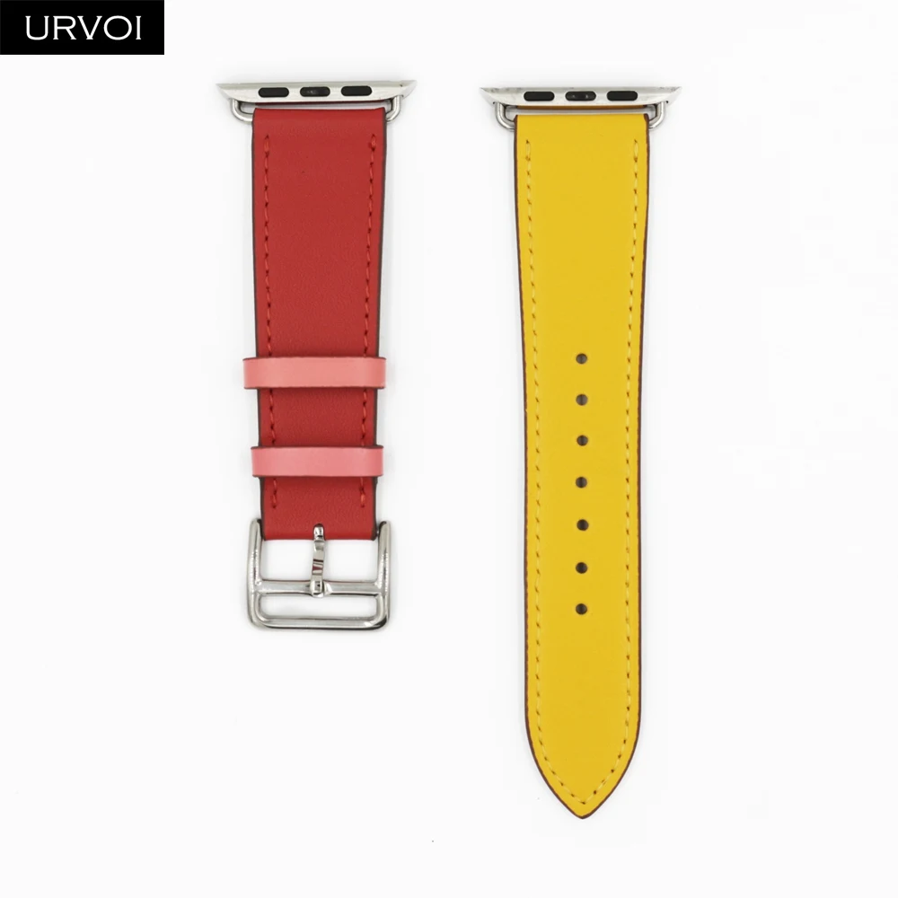 Ambre C R URVOI кожаный ремешок для apple watch series 5 4 3 2 1 один тур для наручных часов iwatch, плечевой ремень на запястье с классическим дизайном Nior 40/44 мм - Цвет ремешка: Ambre C R