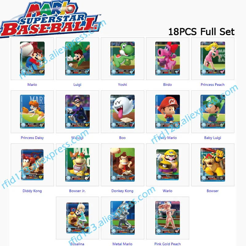 Карта печати NFC для игры в Марио Спорт суперзвезды Бейсбол 18 шт. полный комплект |
