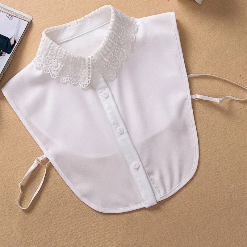 Женская кружевная блузка с имитацией воротника в Корейском стиле модная осенне