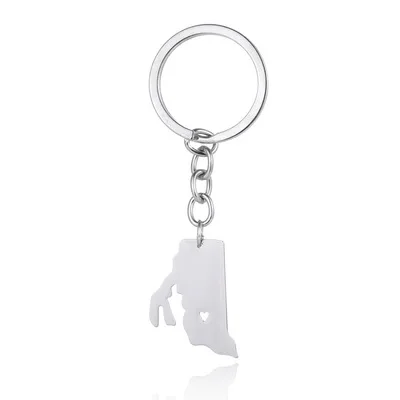 

Брелок Elfin из нержавеющей стали, для ключей с картой Род-остров, цвет серебро, подарок