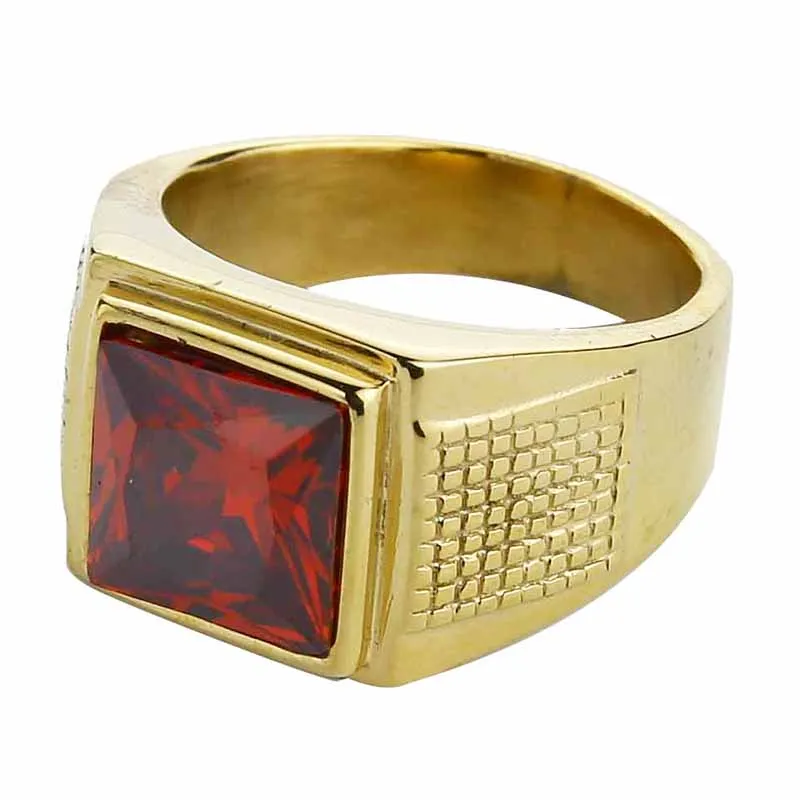 Мужское и женское кольцо с камнями Valily простое из нержавеющей стали красным