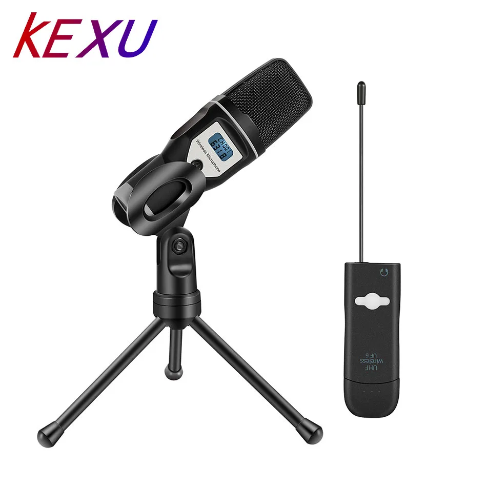 Kexu USB звуковая карта UHF беспроводной микрофон совместимый с аудио компьютерное