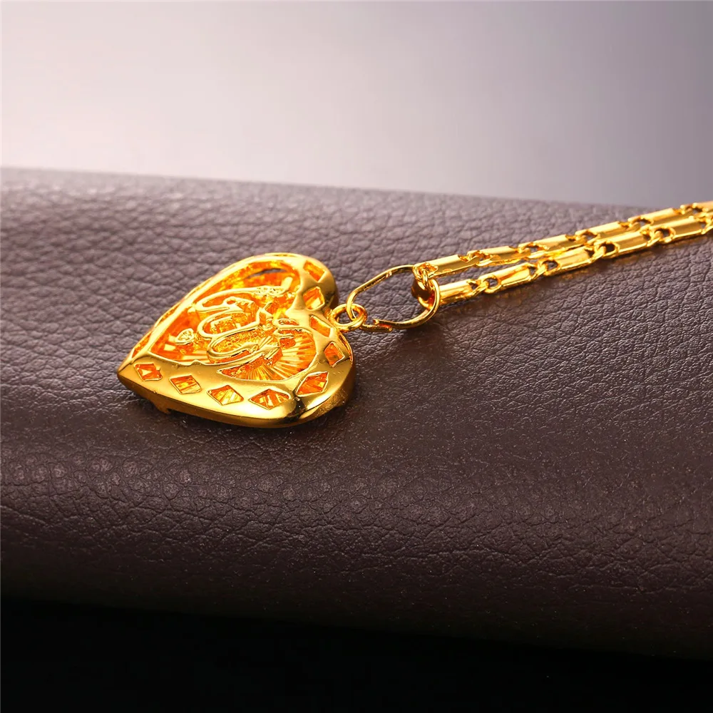 Allah Heart Necklaces &amp Pendants with Dubai chain Muslim Islam Necklace Women Vintage Accessories P176 | Украшения и
