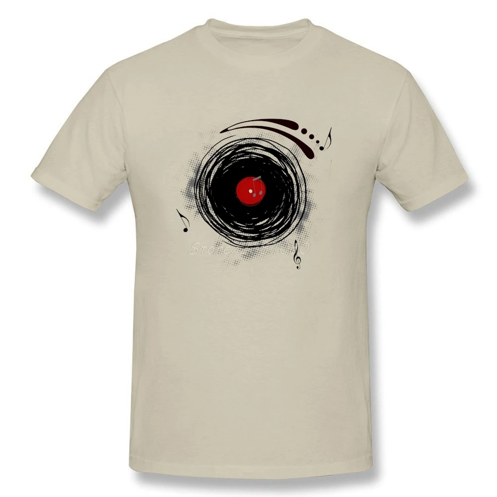 Vinyl Records Retro Grunge DJ Art T Shirt Cotton Crewneck Custom Short Sleeve Men Hiphop Rock Plus Size Men's Shirts | Мужская
