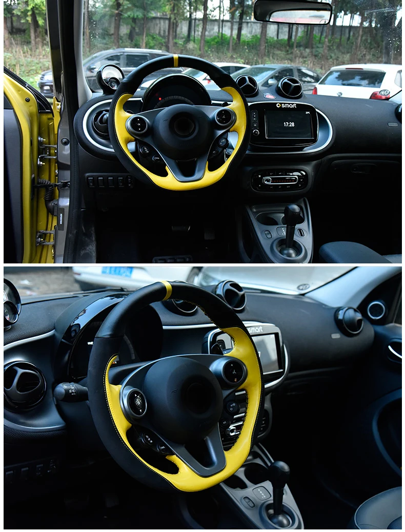Lsrtw2017 Хомут кожаный чехол рулевого колеса автомобиля для smart fortwo w453 c453 a453