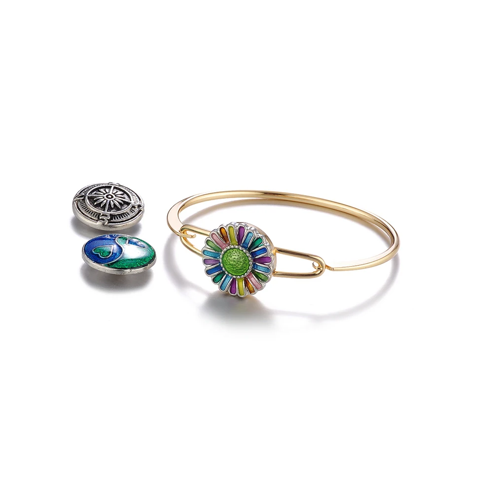 10PCS/Lot Vocheng Snap Jewelry Charms Bangle for Women Copper Material Fit 18mm Button 2 Colors NN-555*10 | Украшения и