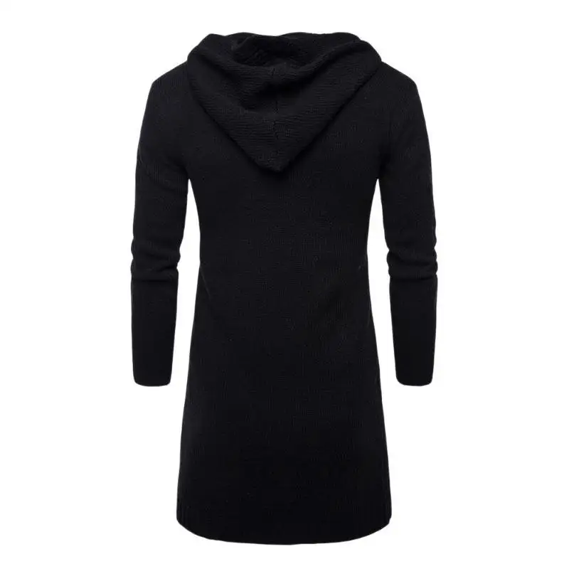 Men Sweater Cardigan Long Camisa Masculina Mens Slim Fit Hooded Knit Fashion Trench Coat Knitted Jacket |