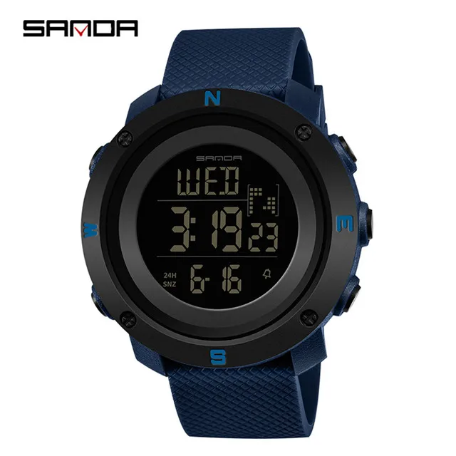 Men Black-Blue SANDA мужские спортивные цифровые часы Мужские Женские часы Lover's Relogio Masculino хронограф модные уличные водонепроницаемые - Цвет: Men Black-Blue