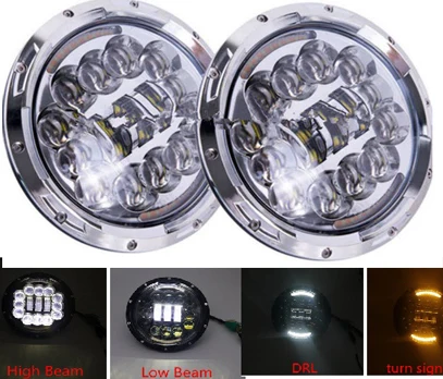 90W chrome 2 шт. " светодиодный DRL фары 4x4 7 дюймов круглые halo Фары для Jeep JK ваз 2121 Лада Нива 7" светодиодный налобный фонарь с янтарным указателем поворота - Цвет: 90W chrome