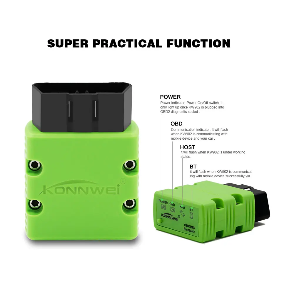Konnwei KW902 Bluetooth/Wifi ELM327 V1.5 с PIC18F25K80 OBDII диагностические инструменты ELM 327 OBD2 код ридер Поддержка J1805 протокол