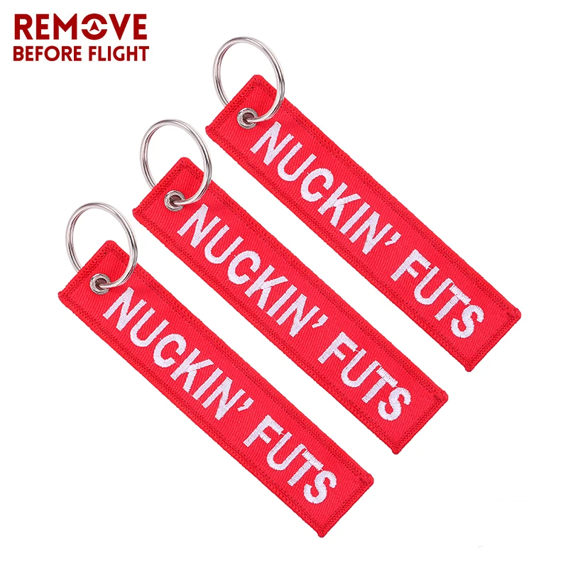 Wholesale Key Ring Nuckin' Futs Keying Chains for Embroidery Key Rings Chain for Aviation Gifts OEM Keychain Jewelry 100 PCS/LOT