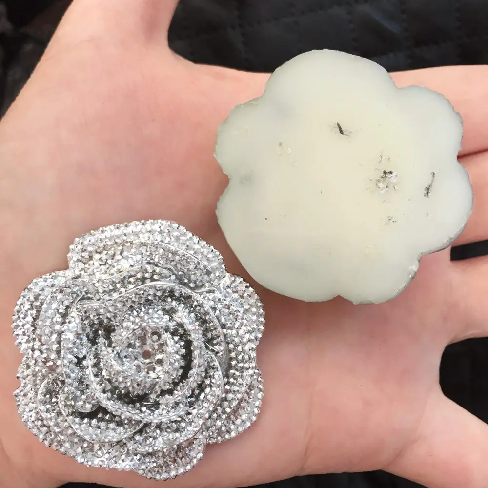 2 шт. большой серебряный цветок с плоской задней поверхностью из смолы каменные