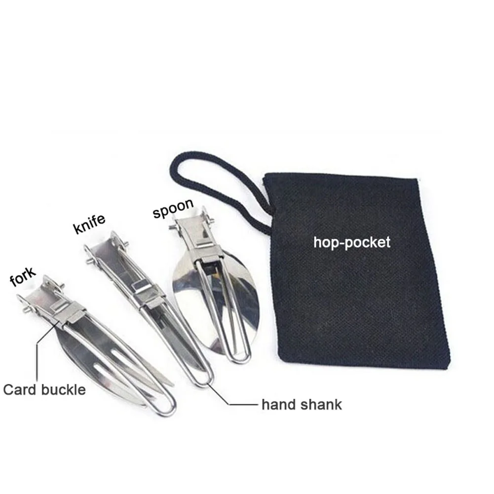 

Wholesale 3 Pcs/set Foldable Portable Outdoor Camping Picnic Tableware Dinnerware Sets Stainless Steel Folding Fork and Spoon MJ