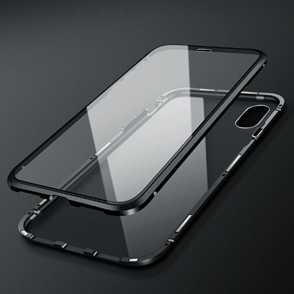 Магнитный металлический чехол из стекла для iPhone XS MAX XR X 7 8 Plus 11 двухсторонний Магнитный защитный чехол из закаленного стекла для samsung
