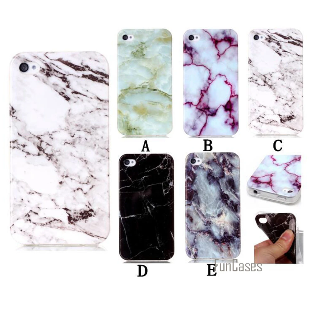 Для iphone 4S чехол силиконовый мягкой ультра тонкий ТПУ Мрамор узор сзади телефон