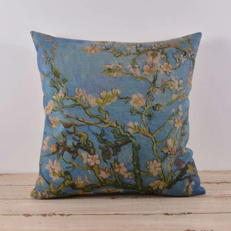 

LINKWELL 45x45cm Vincent van Gogh Painting Almond Blossom Luxious Room Home Decoration Throw Pillows Cover Burlap Cushion Cover