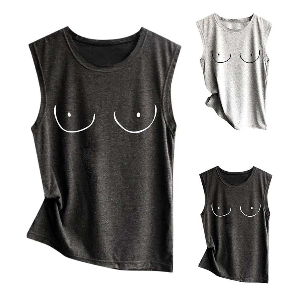 Бесплатная Страусиная женская рубашка со смайликом без рукавов Простой