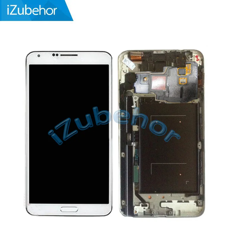 Черно-белый ЖК-экран с дигитайзером сенсорного экрана в сборе + рамка для Samsung Note 3