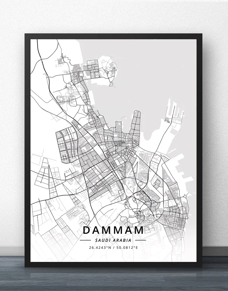 

Dammam Jeddah Mecca Medina Riyadh Saudi Arabia Map Poster