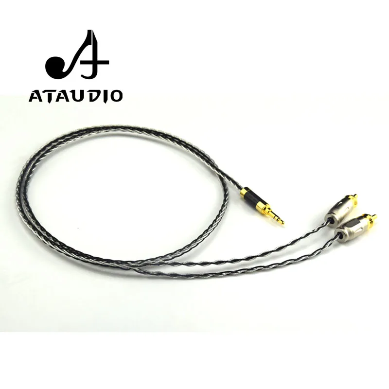 Посеребренный стерео кабель ATAUDIO 3 5 мм на 2 RCA Hi end TRS два кабеля|rca cable|3.5mm stereo2 rca cable |