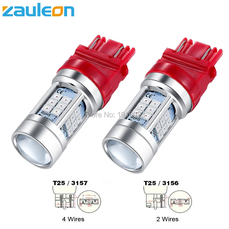 Zauleon 2 шт. Автомобильный светодиодный фонарь T25 3157 P27/7 Вт красный задний светильник