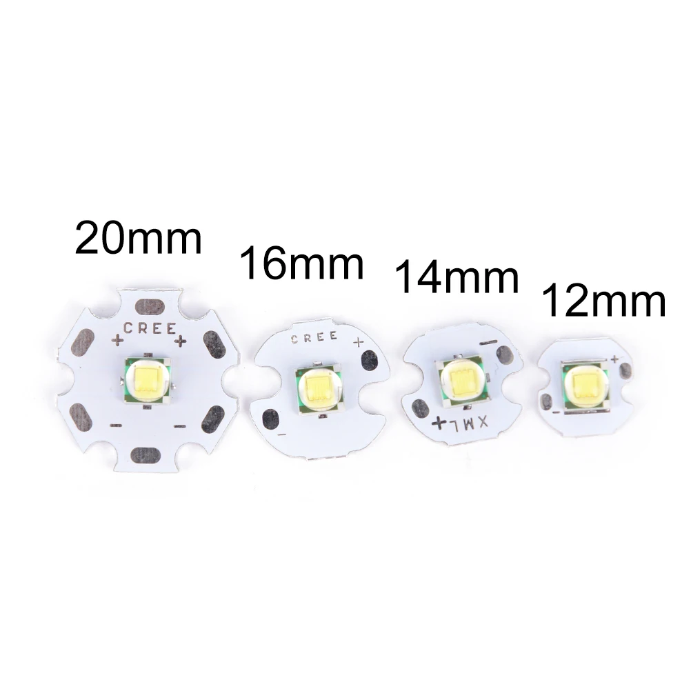 

1pcs XML XM-L T6 LED U2 10W White High Power LED Emitter with 12mm 14mm 16mm 20mm PCB for LED Headlamp DIY Flash Light