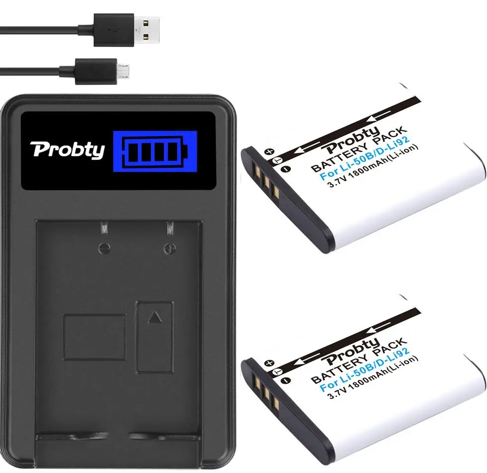 2battery and charger Li-50B аккумулятор+ зарядное устройство для OLYMPUS Stylus Tough 1030 SW Tough 6000 Tough 8000 u TOUGH-6000 u TOUGH-6010 u TOUGH-8000 Stylus - Цвет: 2battery and charger