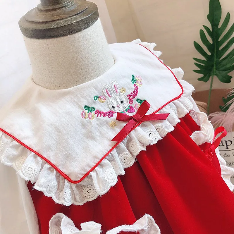 New Arrive Autumn Winter Baby Girls Lace Princess dresses Set Kids Formal Sweet Vintage Spanish Ball Gown Bow Dress Cotton Party |