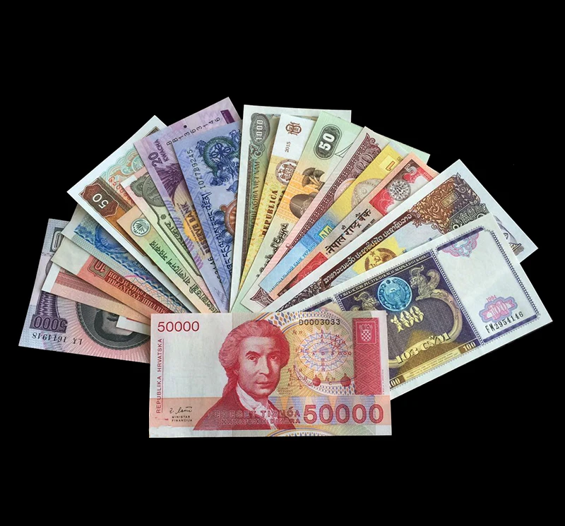 Случайный выбор 20 шт банкнот из стран мира оригинальные настоящие банкноты UNC