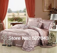 free shipping peacock luxury embroidery tencel satin silk queenking adult size hotel bedding set quilt sheets set