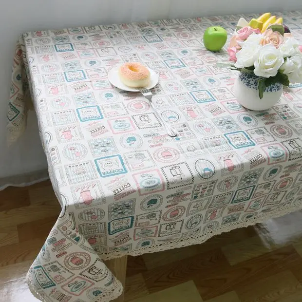 Литературная льняная скатерть корейский стиль прямоугольный чайник принт