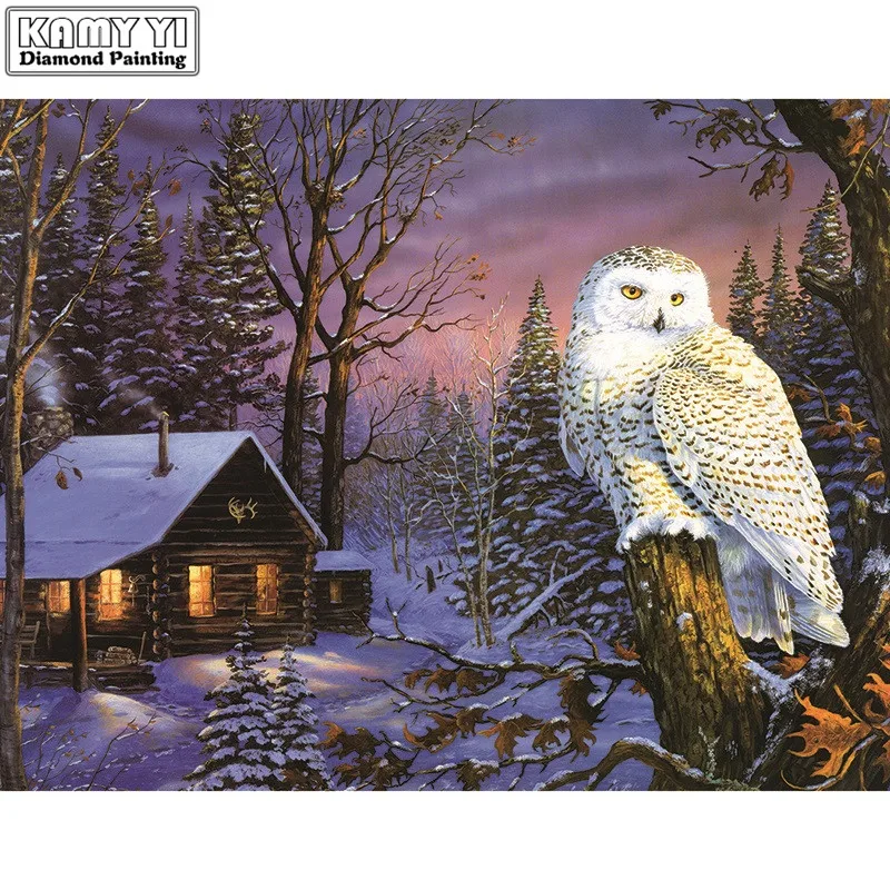 Камни в форме ромба дрель 5D DIY алмазная живопись сова вышивка мозаика вышивки