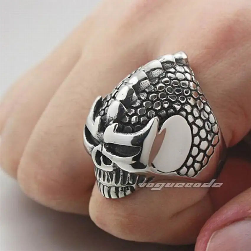 Мужское байкерское кольцо качалка из нержавеющей стали 316L с черепом 3C003|steel skull