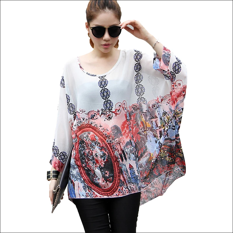 Женская шифоновая блузка с рукавом летучая мышь|blusas plus|blusas stylewomen blouses |