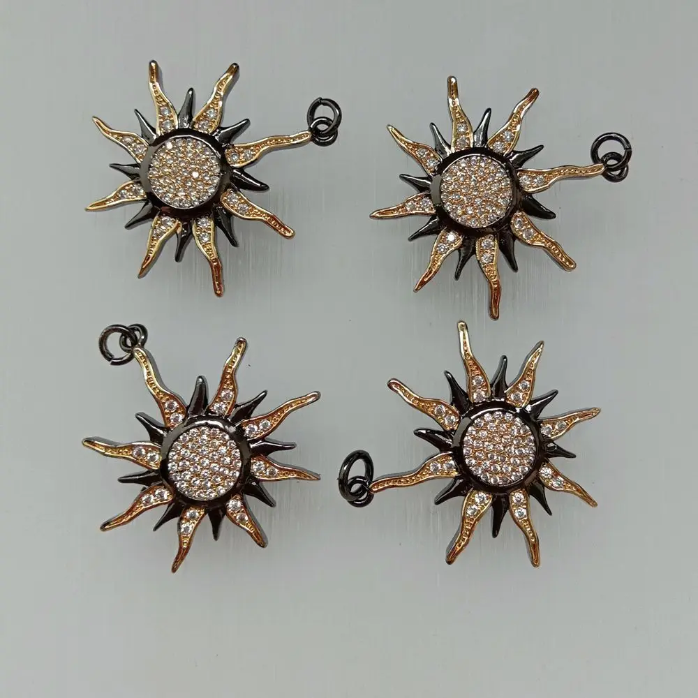 gunmetal CP095 1 шт. CZ Micro Pave Starburst кулон четыре цвета кулон 30*31 мм - Окраска металла: gunmetal