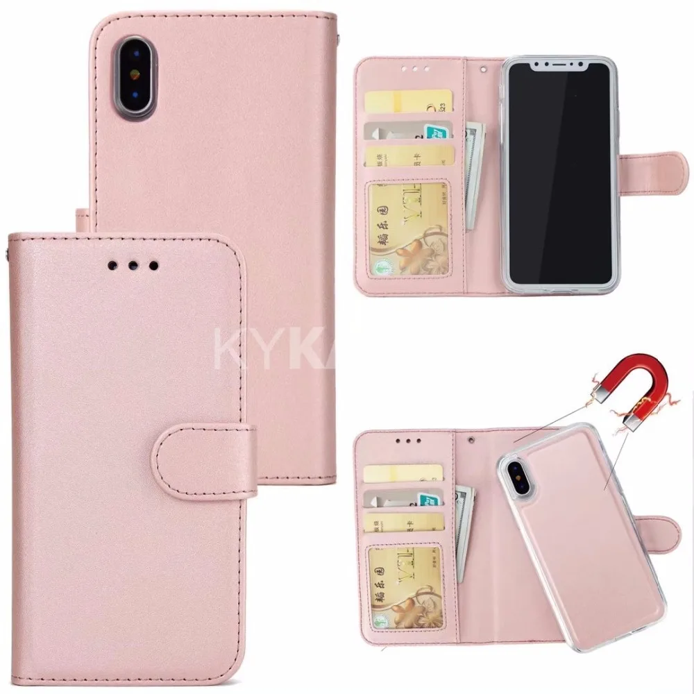 500pcs 2 in 1 Magnetic Detachable Leather Wallet Case For iPhone X 8 7 6 6S Plus Magnet Removable Retro Ultra Slim Cover | Мобильные