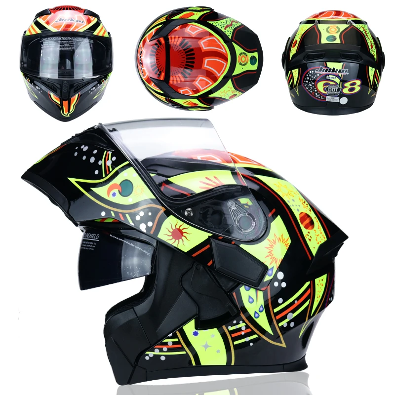 JIEKAI 902 moto rcycle шлем флип двусторонний Чехол шлем гоночный полный лицо moto Casco Size-2XL DOT утвержден - Цвет: 5