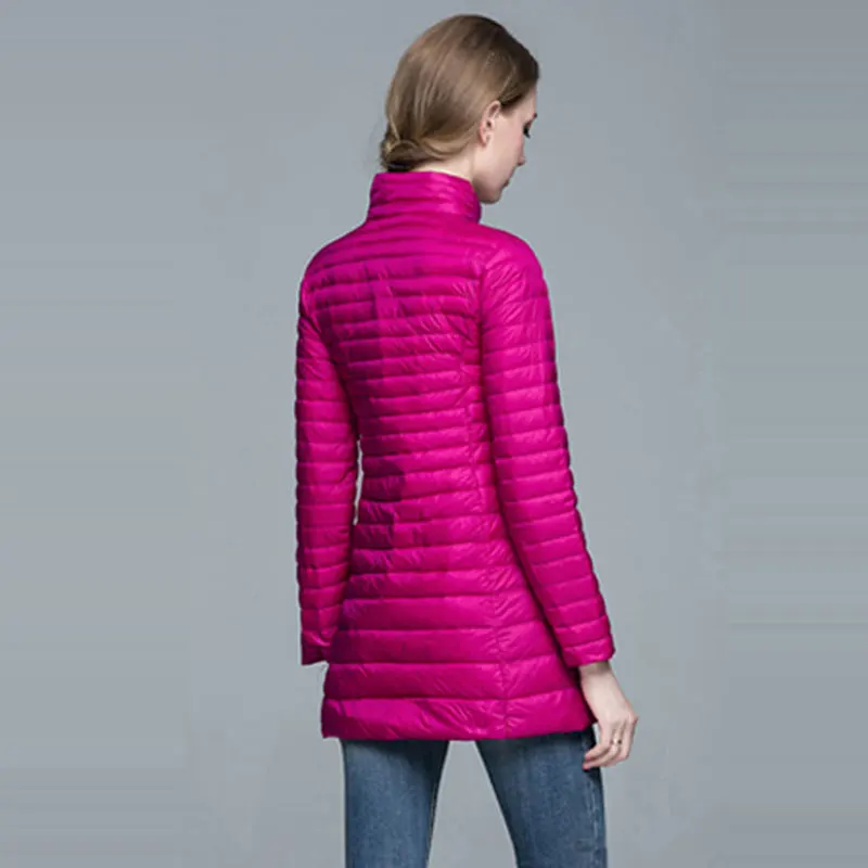 Plus Size 4XL 8 Colors Women Casual Ultralight Down Jacket with 90% 10% Feather Winter Long Coat A590 | Женская одежда
