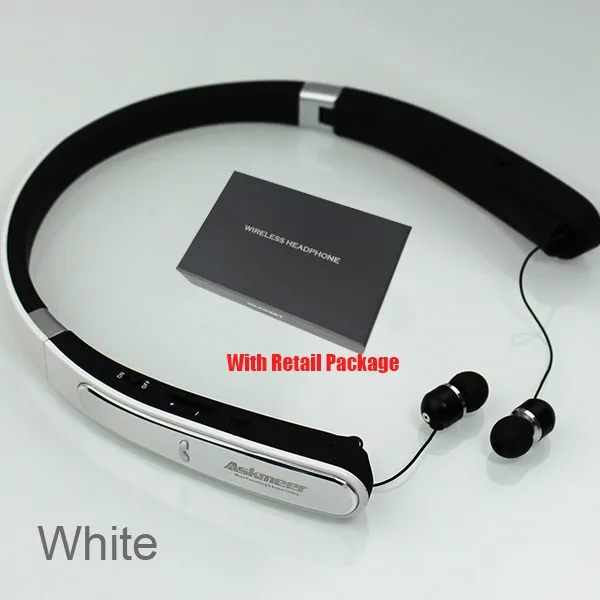 White Retail Package Askmeer спортивные Bluetooth наушники шейные наушники гарнитура Беспроводные свободные складные наушники с микрофоном для iPhone Xiaomi - Цвет: White Retail Package