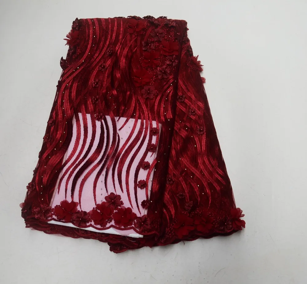 3d lace fabric with beads and stones 2019 high quality french nigerian embroidered tulle 5yards/lot P58002 | Дом и сад