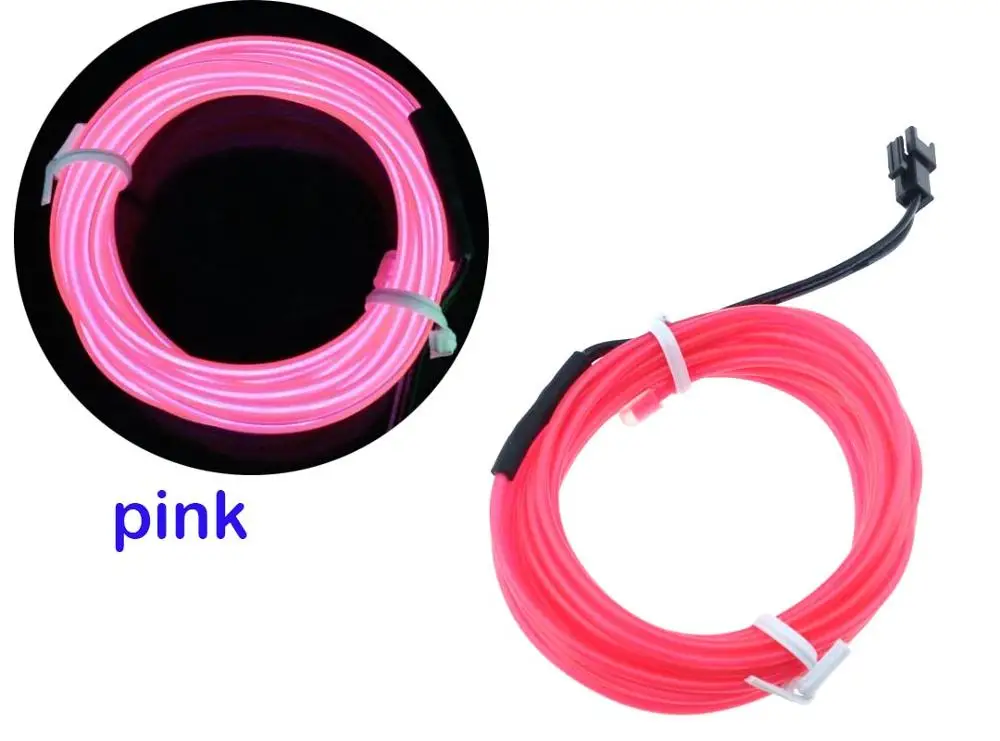 Pink 1 м/3 м/5 м 3В гибкий неоновый светильник светящийся EL провод веревка лента кабель полоса светодиодный неоновый свет Обувь Одежда автомобиль водонепроницаемый светодиодный - Испускаемый цвет: Pink