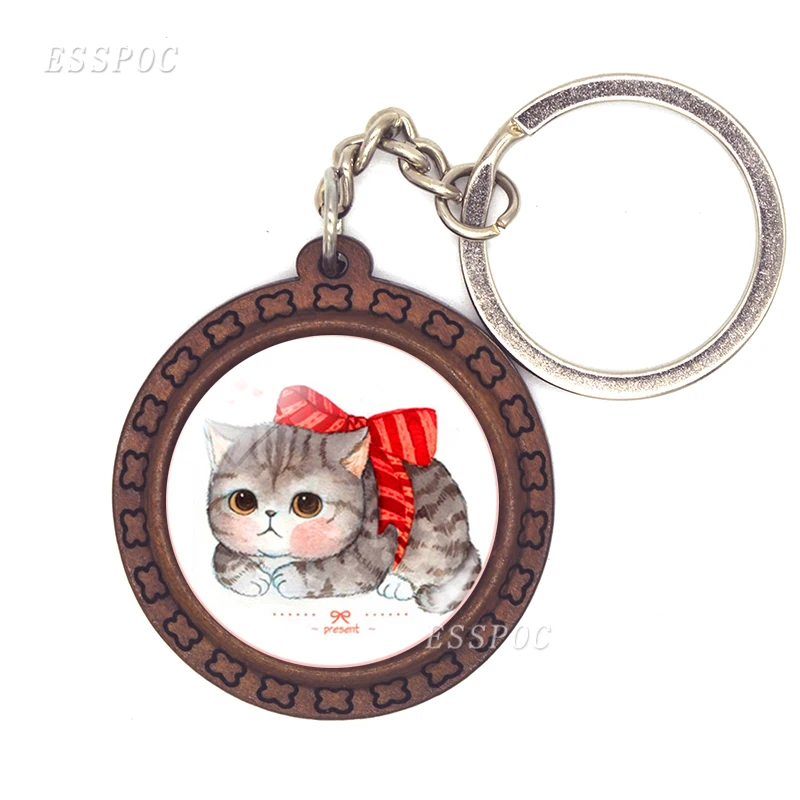 Новое поступление 2019 брелок с мультяшным котом милый кот фото стекло кабошон