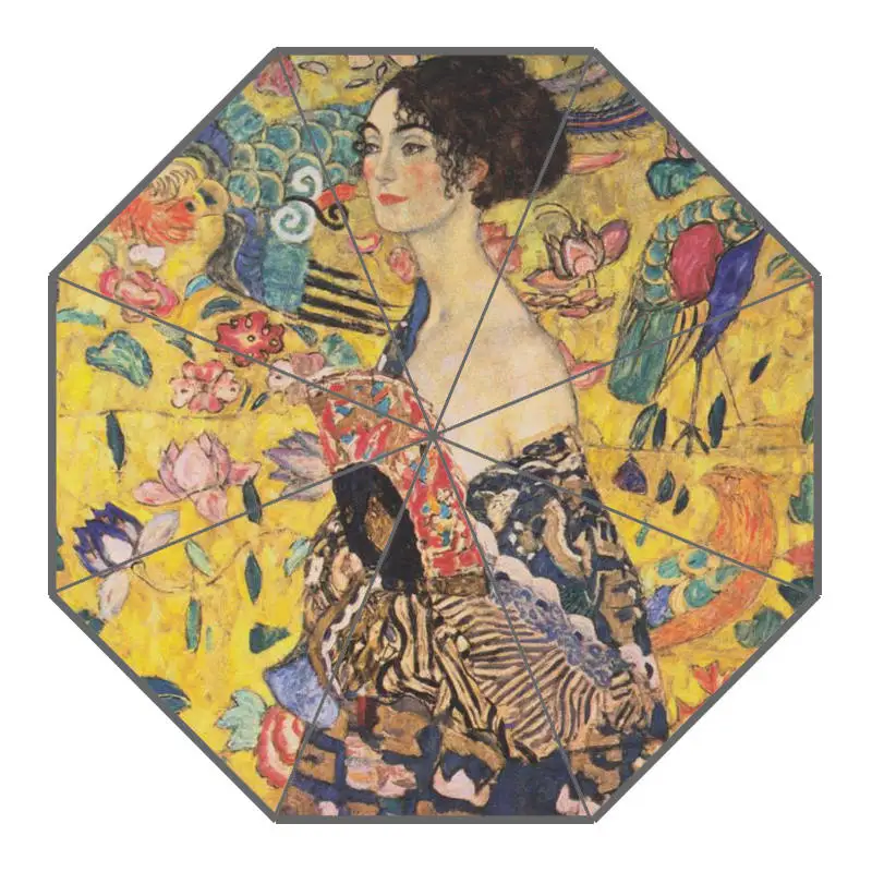 Розовый Пользовательские Зонты Gustav Klimt Новое поступление полезный складной солнечный и дождливый солнцезащитный зонтик - Цвет: Розовый