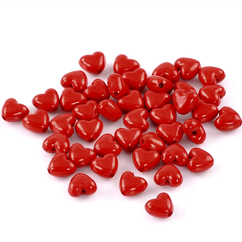 DoreenBeads подвески из акриловых бусин «любящее сердце» красного цвета 11x10 мм, 50 шт в наборе, новинка