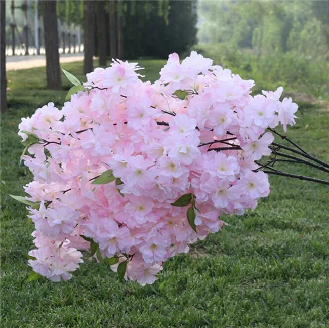 new pink 02 18 шт., искусственные ветки цветущей вишни, искусственные стволы сакуры, больше головок для цветов, 12 цветов для украшения свадебного дерева сакуры - Цвет: new pink 02